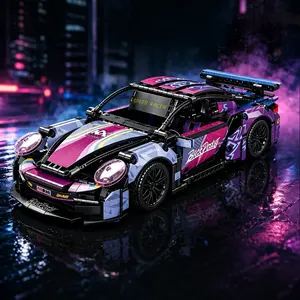 Limited Edition 1:14 RC 911 Supercar Block Kit - 1000+ PieceBuild, Dual Motors with LED Light Effects, 2.4GHz RemoteControl + Acrylic Display Case - 911-Inspired Design, PerfectGift for Kids & Collectors Holiday Gift