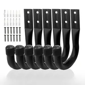 6-Pack Heavy-Duty Metal Garage Hooks, Wall Mounted Storage for Gardening Tools, Bicycles, Ladders, Chairs, Garden Hoses, Power Tools