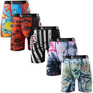 Men's Boxer Briefs5PCS Random Men's Fashion Printed Breathable Outfits Men Shorts Half Tights Full Coverage Underwear Sexy Soft Men's Boxer Designer Bamboo