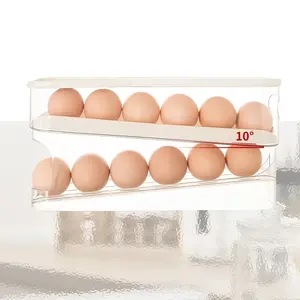 Automatic Rolling Egg Rack for Refrigerators, Featuring a Covered Egg Dispenser/Storage Box, Designed to Save Space in The Fridge, Suitable for Home Use