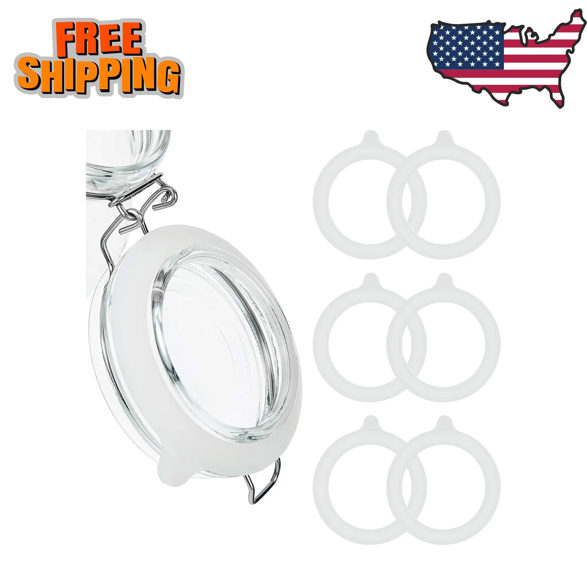 8 Pieces 3.75 Inches Silicone Jar Gaskets Replacement Silicone Seals (White)