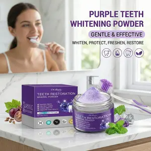 Peroxide-Free Purple Teeth Restoration Mineral Powder, Daily Use Mineral Tooth Powder for Gum Health & Strong Teeth, 50g