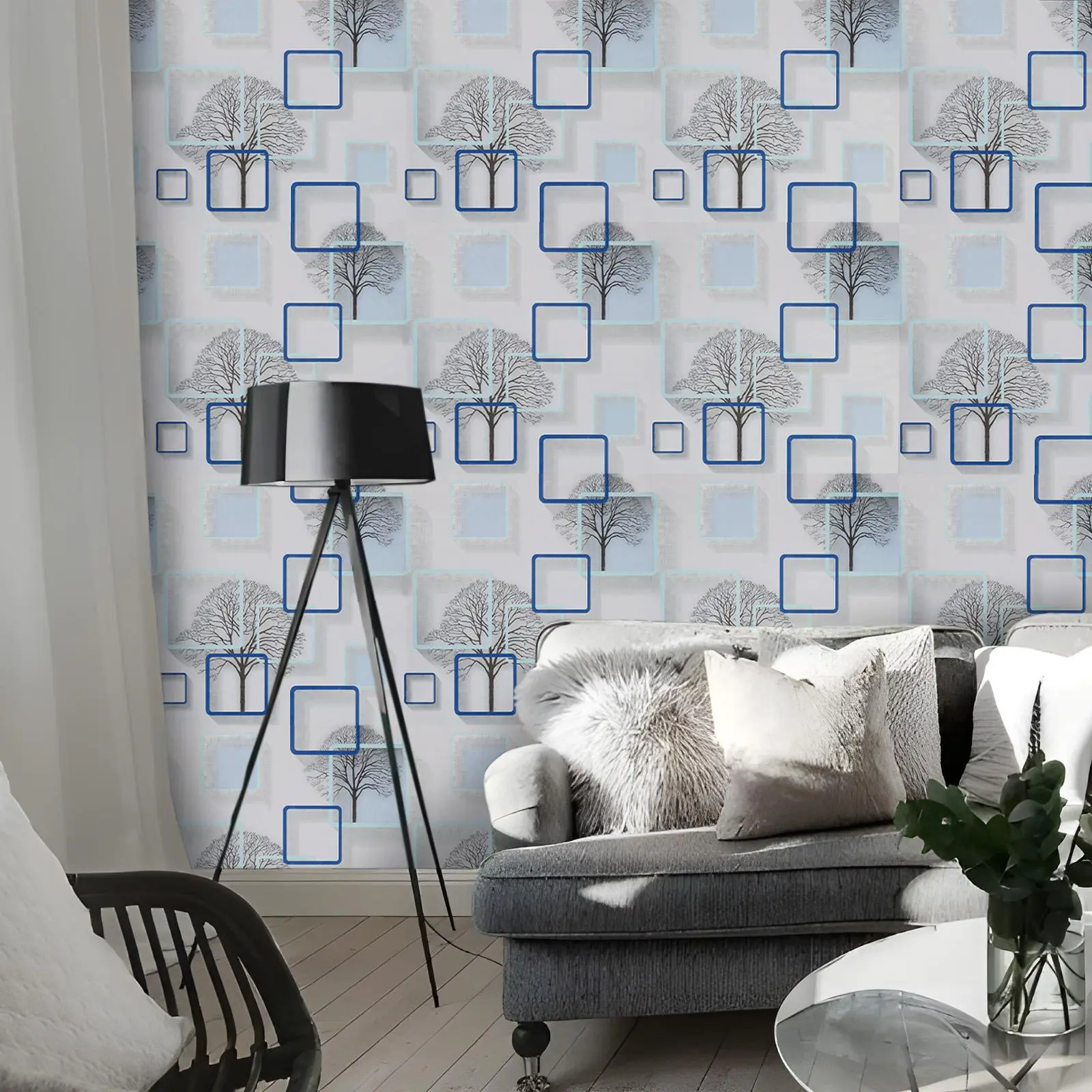 Tree Pattern Wallpaper, Waterproof Self-adhesive Wallpaper, Removable Wall Sticker for Home Living Room Bedroom Decor