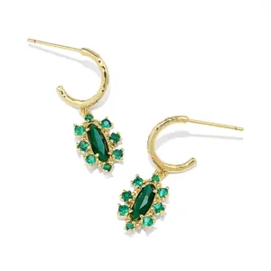 Kendra Scott Emma Crystal Framed Huggie Earrings - Green Mix Kendra Scott Emma Crystal Framed Huggie Earrings - Green Mix