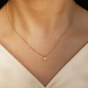 Mother's Day Tiny Tear Drop Necklace - Gold Dainty Wedding Necklace for Her - Gift for Her Same-Day Shipping · USA Crafted thanksgiving  Black Friday  cyber Monday  Christmas gifts deals