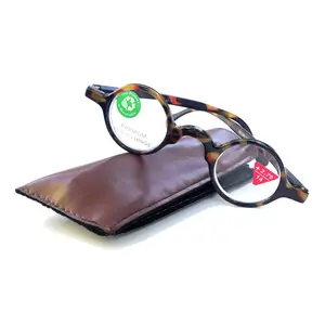 Picasso, (Premium) Reading Glasses, High End Readers +1.25 to +3 magnifying, Circle optical Frames. Round Tortoise (Brown) NY Fifth Avenue. Unisex Lightweight