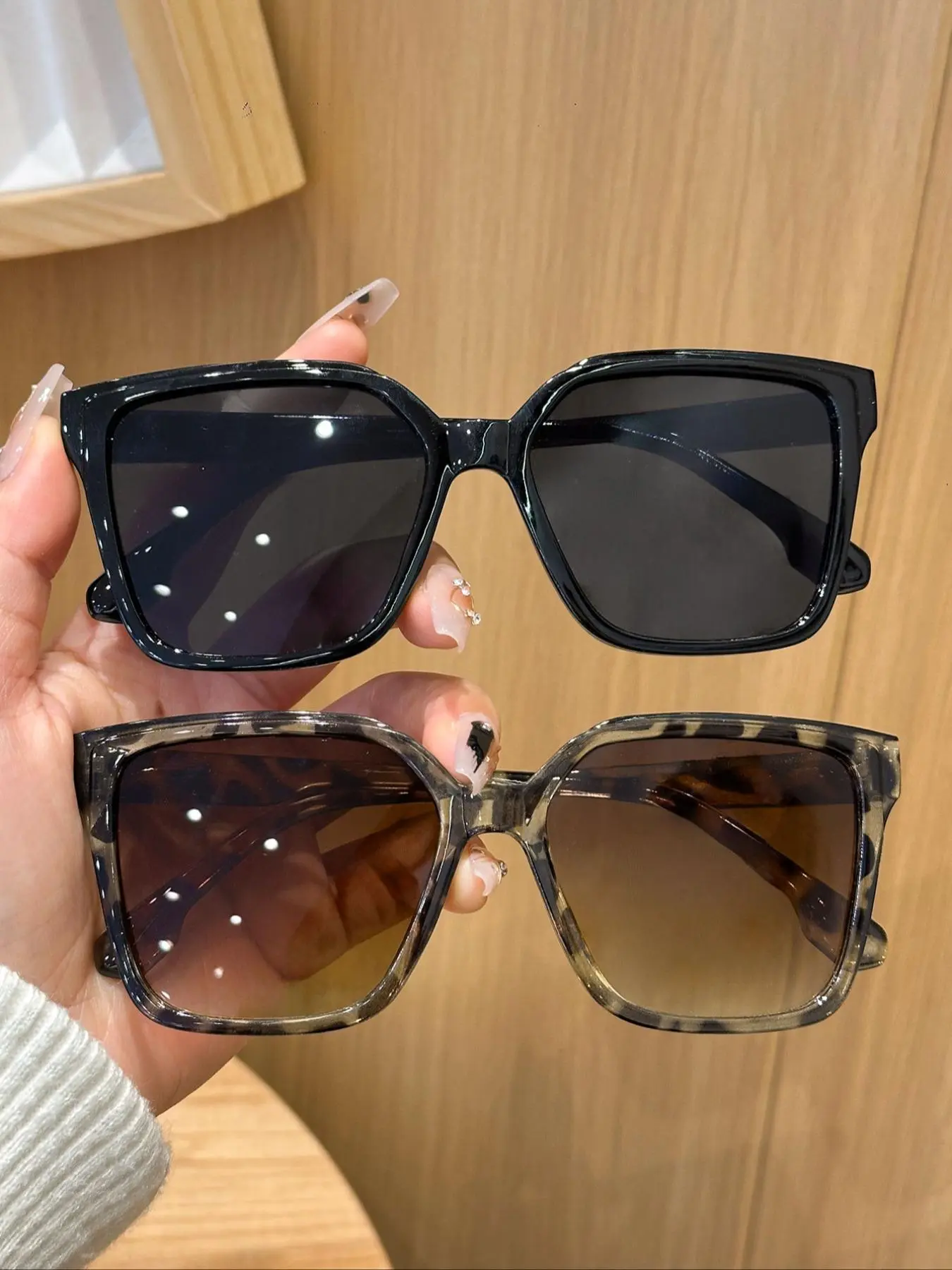 Women's Vintage Square Frame Sunglasses, Casual Sunglasses for Everyday Use, Fashion Accessories for Outdoor Activities, Modern Sunglasses, Trendy Shades, Sunglasses Set