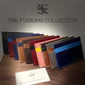 Multi-Colored Handsewn 3-Card Slot Leather Wallets- Multiple Variations Available