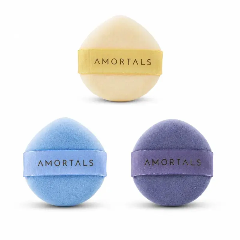 AMORTALS 3 PCS Powder Puff Set for Loose & Pressed Powder | Soft Velvet Makeup Puff, Reusable & Washable Face Puff for Smooth Setting and Even Powder Application