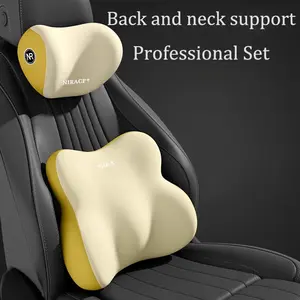 Car Memory Foam Lumbar Support & Headrest Set, car seat back cushion and neck pillow, office waist cushion relieving fatigue for long sitting, ergonomic waist neck support pad, detachable and washable memory foam car neck pillow and waist support