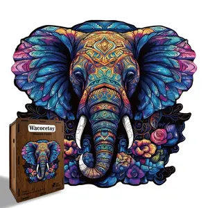 1pc Elephant Shaped Irregular Wooden Puzzle, Multi-functional Piggy Bank, Stress Relief Handmade Toy, Ideal Gift