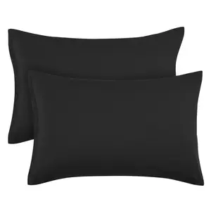 PiccoCasa Zippered Pillowcases, 100% Brushed Microfiber Polyester Pillow Case Cover, Pillow Cases Set of 2, Soft and Comfortable Standard(20"x26") Black