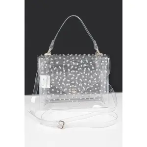 Rhinestone Hot Fix Clear Crossbody Bag