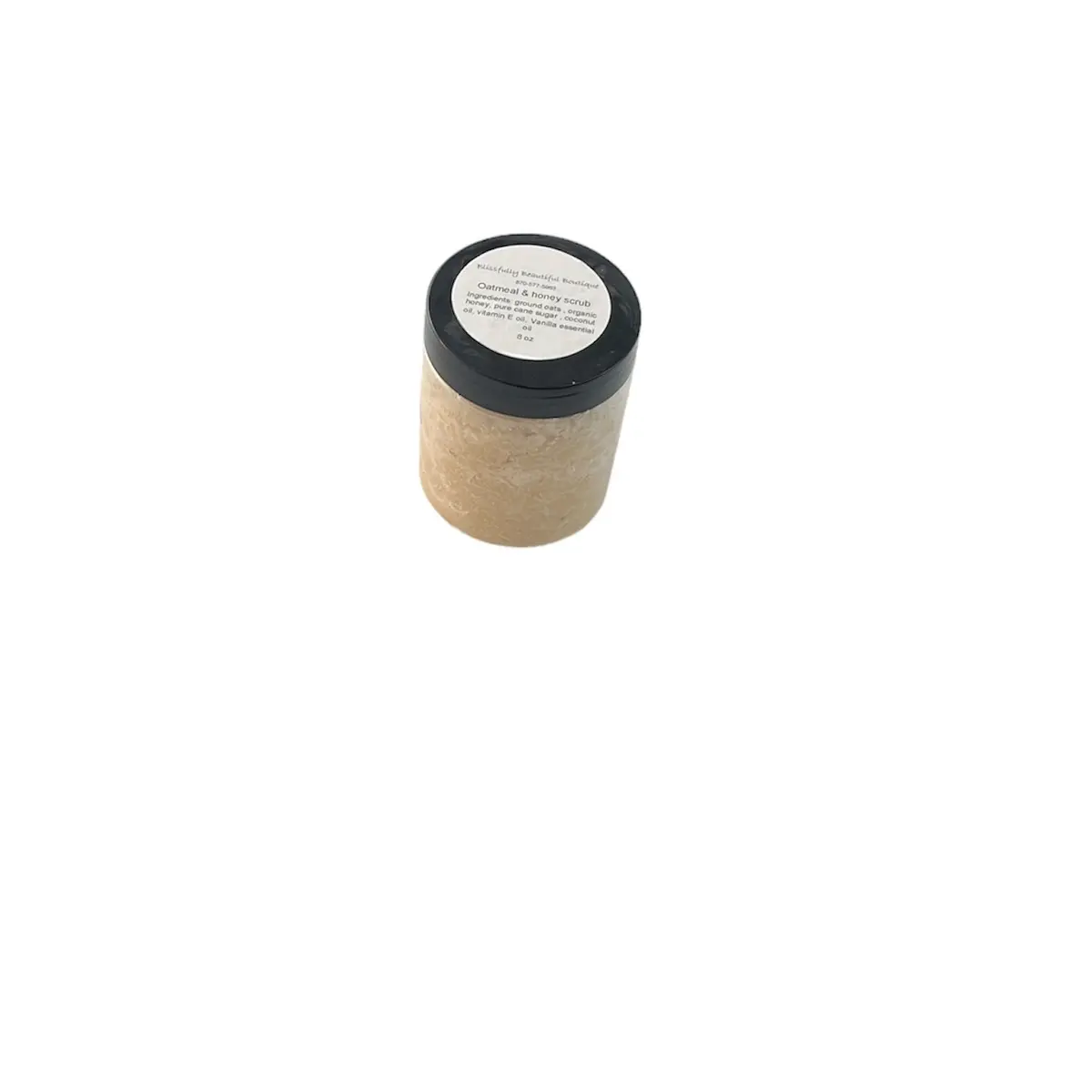 Nourishing Oatmeal & honey sugar scrub with vitamin E oil for sensitive skin.