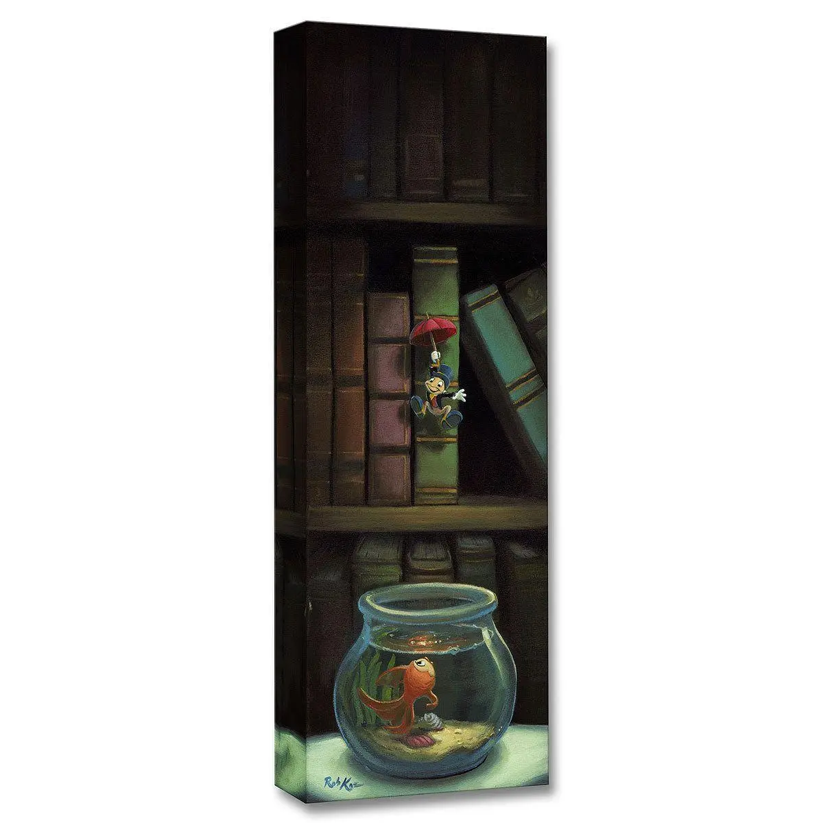 Pinocchio Jiminy Cricket Walt Disney Fine Art Rob Kaz Limited Edition of 1500 Treasures on Canvas Print TOC "Dropping in"