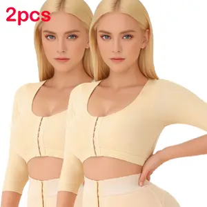 Women's Front Opening Shaping Bra Set Upper Arm Shaping Training Top Compression Sleeve Top Tummy Control Breast Arm Sculpting Body Shaper