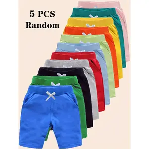 5pcs Random Summer Teen Shorts, 'S/'S Casual Solid Color Shorts, Loose Shorts, Elastic Waistband And Bow Design, Teen Clothing, Perfect for Outdoor 5pcs Random