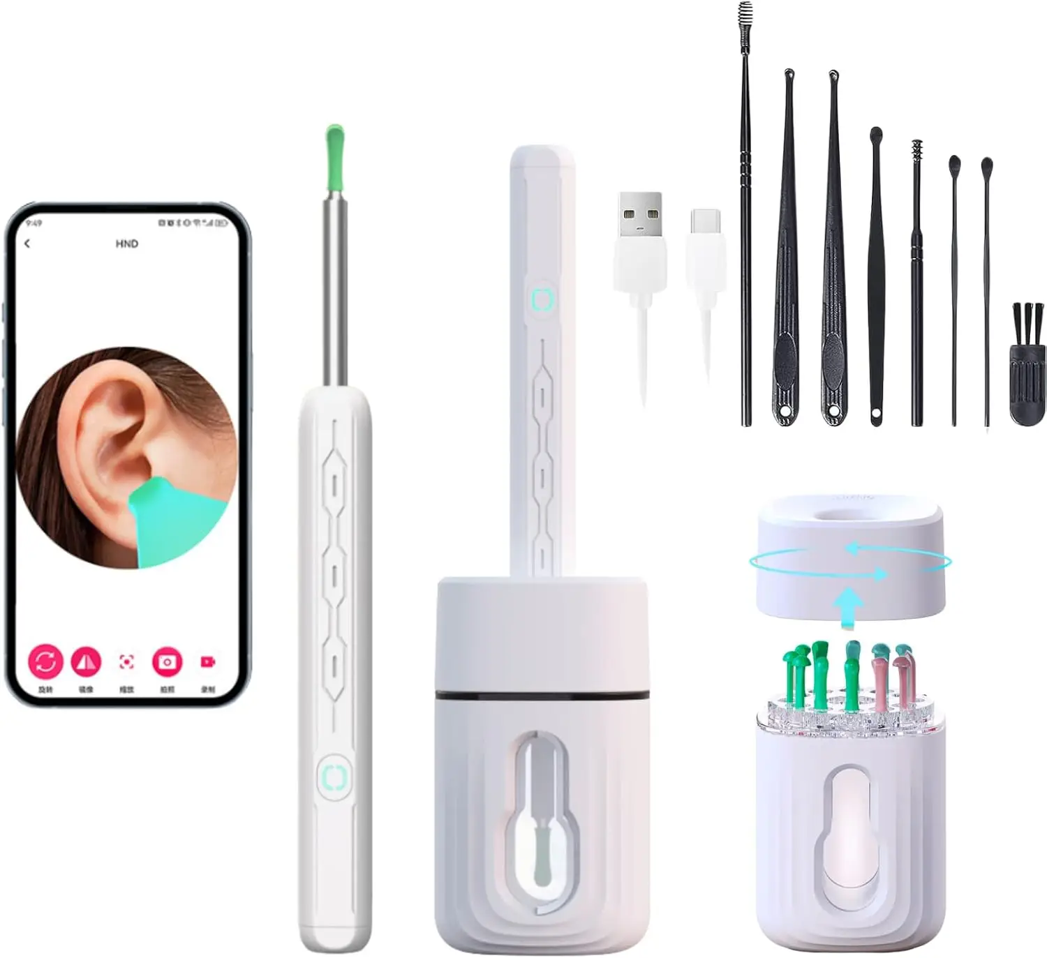 Ear Wax Removal Tool Camera - Ear Cleaner with 1080P HD Camera, Otoscope with Light, Earwax Removal Kit for iPhone, iPad, Android Phones