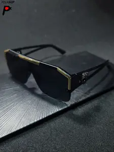 Men's Fashion Skull Design High Quality Sunglasses, PC Frame, Rhinestone Decor, UV Protection, Sporty Casual Street Style, Includes Case & Cloth