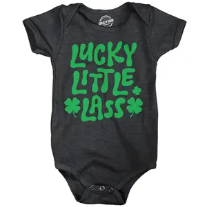 Lucky Little Lass Baby Bodysuit Funny Sarcastic St Patricks Day Jumper For Infants Funny Baby Onesies Saint Patrick's Day Clothes for Baby Novelty Onesie Black -