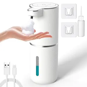 Automatic Foam Soap Dispenser Touchless USB Rechargeable Wall Mounted Adjustable Foam Levels 12.8oz Large Capacity for Bathroom Kitchen Hotel Restaurant Non Contact Smart Sensor Liquid Soap Machine