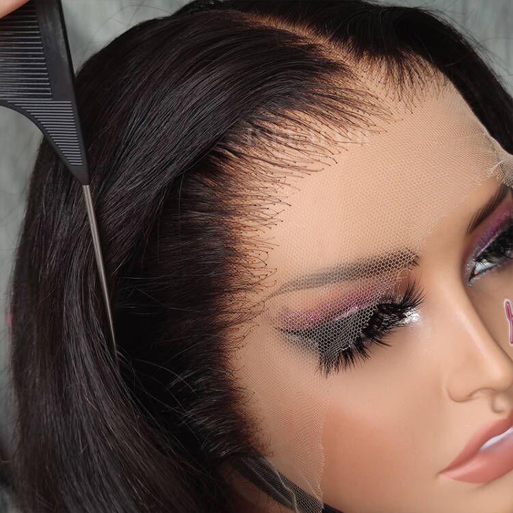 ISEE Straight 13*4 Transparent Lace Front Wigs Pre-Plucked Human Hair Wig in Natural Black Color #SpringStatements