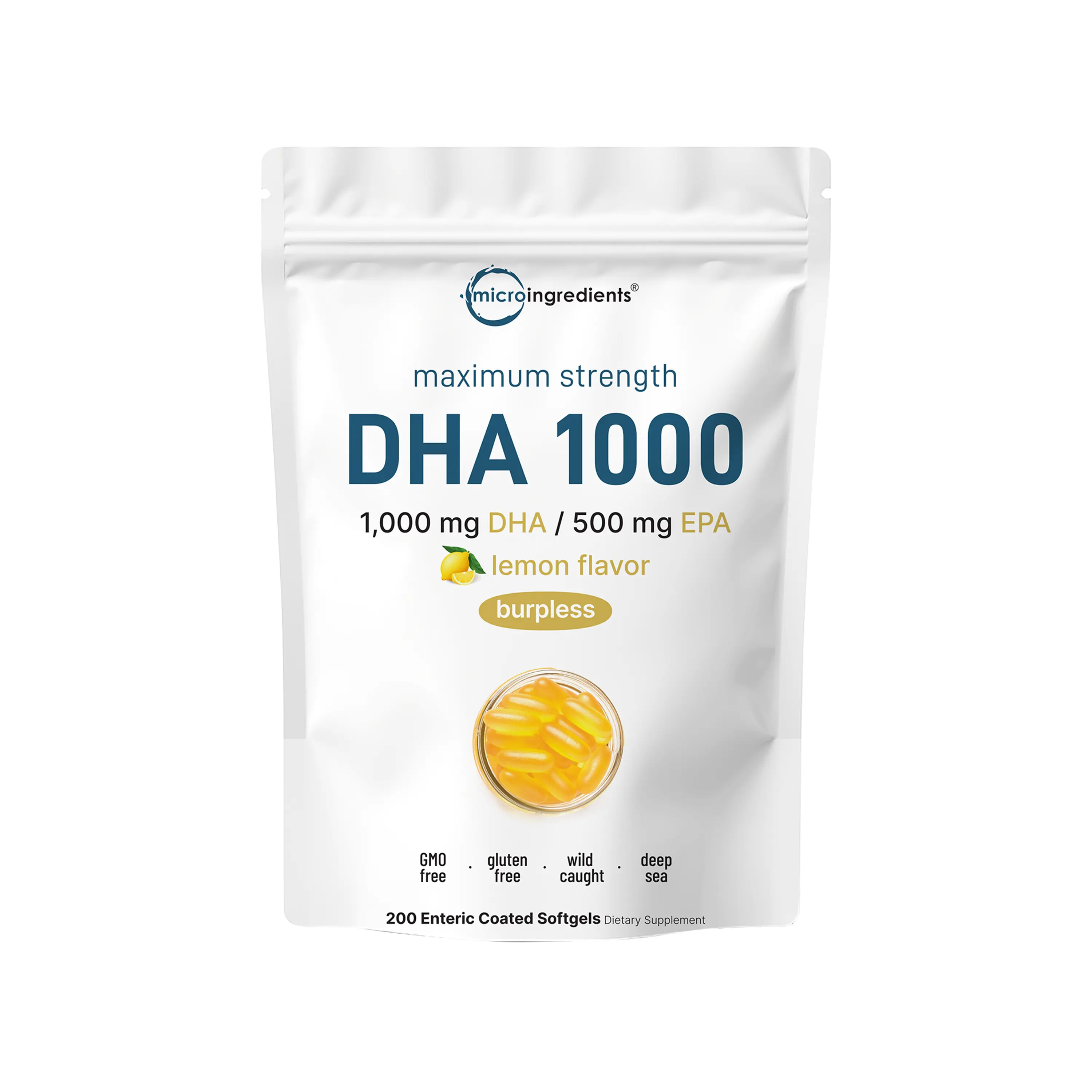 Micro Ingredients Omega 3 Fish Oil DHA Supplements 1000mg with EPA 500mg, 200 Softgels – Lemon Flavored Micro Ingredients Omega 3 Fish Oil DHA Supplements 1000mg with EPA 500mg, 200 Softgels – Lemon Flavored