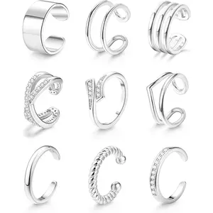 MILACOLATO 9 Pcs Adjustable Toe Rings for Women Open Cuff Toe Rings Silver 14K Plated Gold Summer Beach Toe Rings Set CZ Tail Pinky Band Rings Beach Foot Jewelry Set