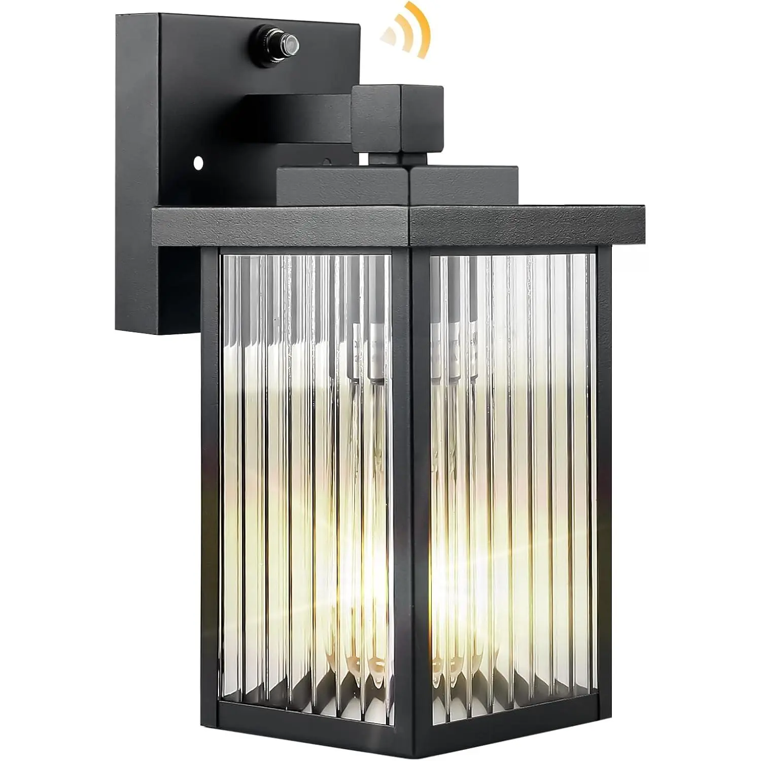 Chunting WiFi Outdoor Wall Light - Dusk-to-Dawn Auto-On/Auto-Off, Waterproof Exterior Fixture, Tempered Glass, E26 Bulb Base Compatible for House Front Door