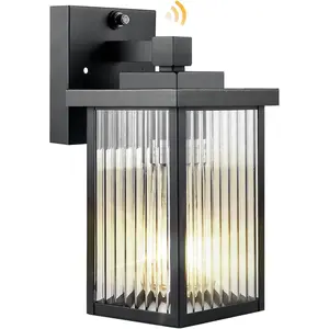 Dusk to Dawn Outdoor Wall Light Fixture, Waterproof Exterior Porch Light with Tempered Glass for House Front Door Garage Patio