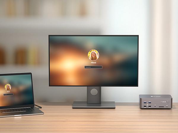 AV Access iDock D23i 8K DisplayPort/HDMI KVM Switch Docking Station for 2 Desktop PCs, Triple Monitor Design, 1G Ethernet, USB 3.0, 240/165/120Hz for Gaming