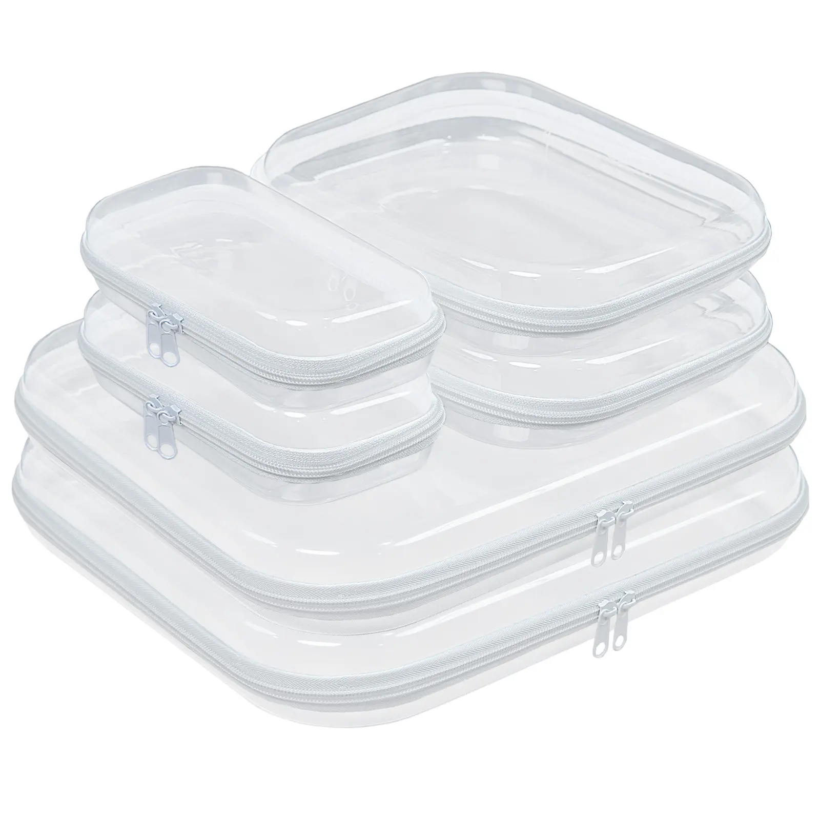 Clear Hard Zipper Case PVC Clear Organizer Storage Box Stuff Portable Travel Organizer Plastic CLear Storage Containers for Tools & Small Objects Girl  Set Makeup Organizer Jewelry Box Toy Storage Bins High Transparency