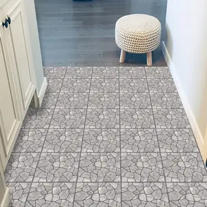 10-Piece Self-Adhesive Floor Stickers, Vintage Cobblestone Pattern, Waterproof Oilproof Removable, Kitchen Bedroom Universal Flooring Decals, Home Decor