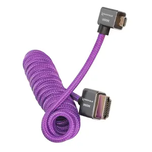 Gerald Undone MK2 Full-HDMI to Right-Angle Micro-HDMI Cable, 12"-24" Coiled (Purple)