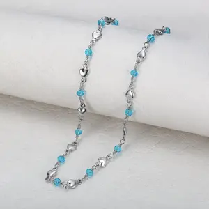 Fashionable and Luxurious Round Bead and Heart-shaped Women's Chain Necklace, Suitable for Commuting, Gatherings, Holiday Travel and Other Scenes, Easily Enhancing The Dressing Style