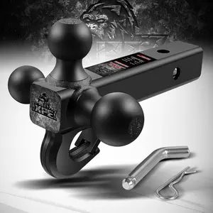 XPE Tri-Ball Trailer Hitch with Hook – 3-in-1 Tow Hitch for 1-7/8", 2", & 2-5/16" Balls – Fits 2" Receiver – 10,000 lbs GTW – Self-Locking, Corrosion-Resistant – for Trucks, SUVs, RVs & Trailers