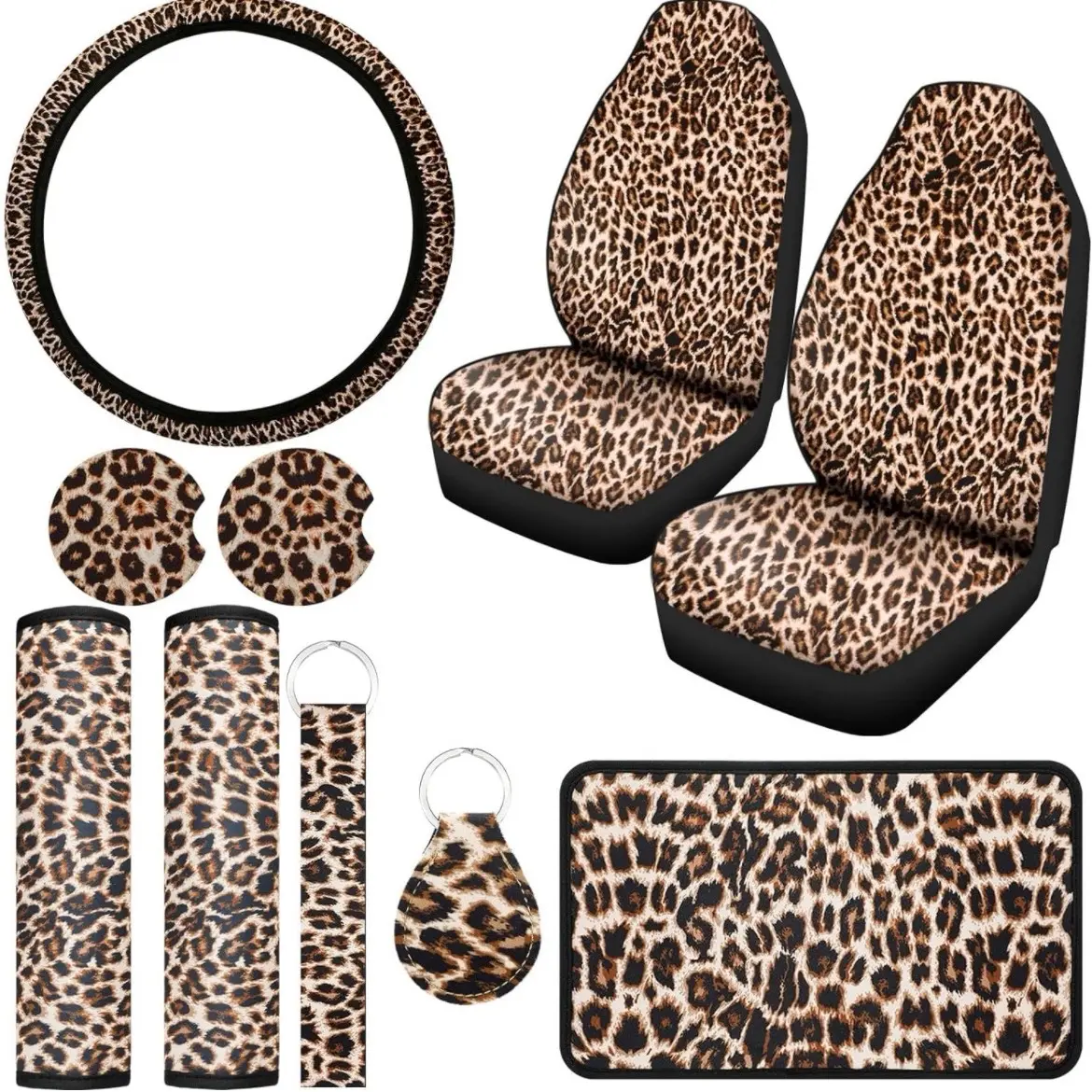 10 Piece Leopard Car Accesories Set 10 Piece Leopard Car Accesories Set