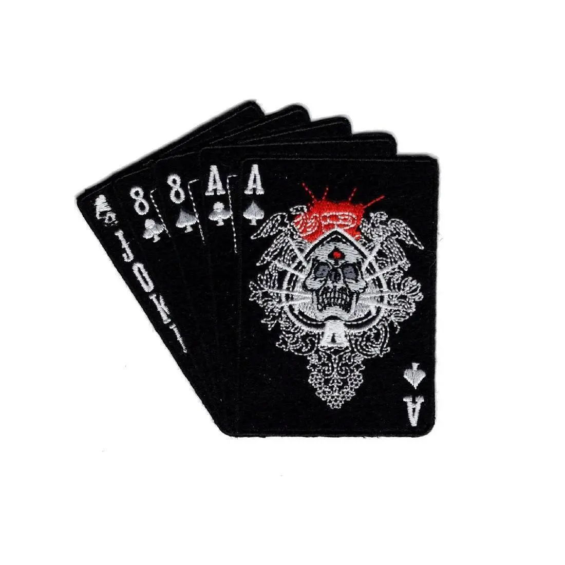 Ace of Spade Dead Man's Hand Embroidered Hook Patch (MTD2)