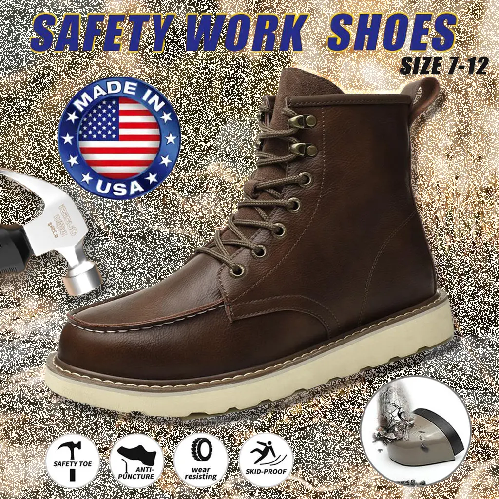 Composite Toe Men's Breathable Work Safety Boots Anti Slip All Seasons Closed Anti Crushing Anti Puncture
