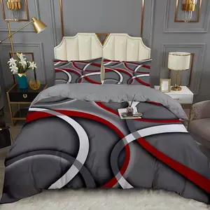 2/3 Piece Down Comforter Set, (1 Down Comforter + 1/2 Pillowcases, No Core) Background Striped Arc 3D Print Soft Modern Bedding Set