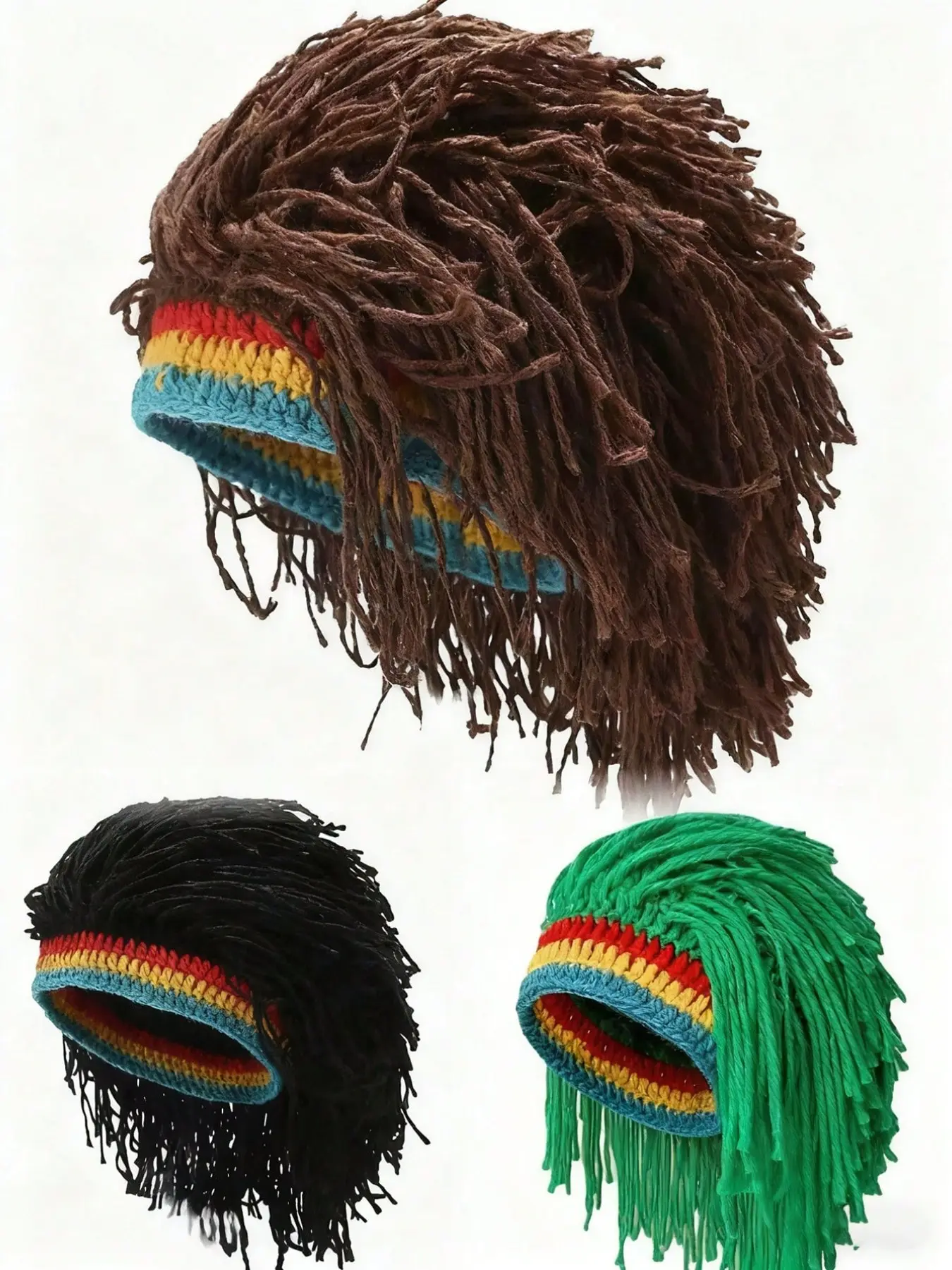 Rastafarian Dreadlock Beanie, Unique Funny Wig Hat, Unisex Knit Cap for Parties and Stage Performances, Stylish Accessory for Men and Women, Knitted Beanie Hat