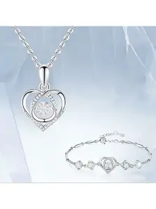 Heart Pendant Necklace Set, Elegant Jewelry Gift for Women & Girls, Perfect for Daily Wear or Special Occasions