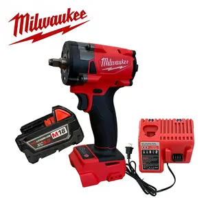 Milwaukee M18 300NM 3/8" Compact Friction Ring Brushless Cordless Impact Wrench - 1 Charger, 1 Battery, Tool-Only Set, Lightweight High Torque Mechanic Tool for Professionals