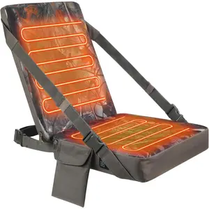 Waterproof Heated Hunting Seat Cushion with Backrest 3 Mode Self Supporting Tree Stand Seat with for Hunting Warm Folding for Bank Not Included