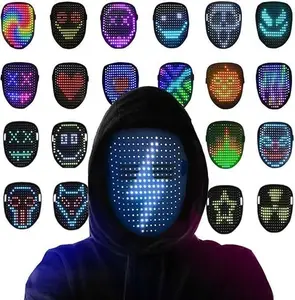 Led Mask with Gesture Sensing, LED Lighted Face Mask for Costume Cosplay Party Masquerade Halloween