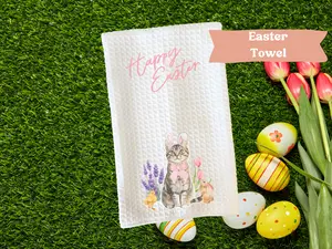 Easter Cat Kitchen Towel- Home Decor 16x 24