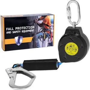 11FT Self Retracting Lifeline Fall Protection Retractable Lanyard, Fall Arrest Safety Yoyo for Construction Industrial - OSHA/ANSI Compliant (Large Hook)