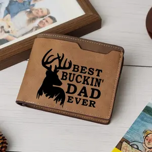 BEST BUCKIN' DAD EVER Camo Deer Leather Wallet,  Hunting Style Outdoor Wallet for Men,Hunting Camo Deer Wallet,  Rugged Outdoor Style Men’s Wallet