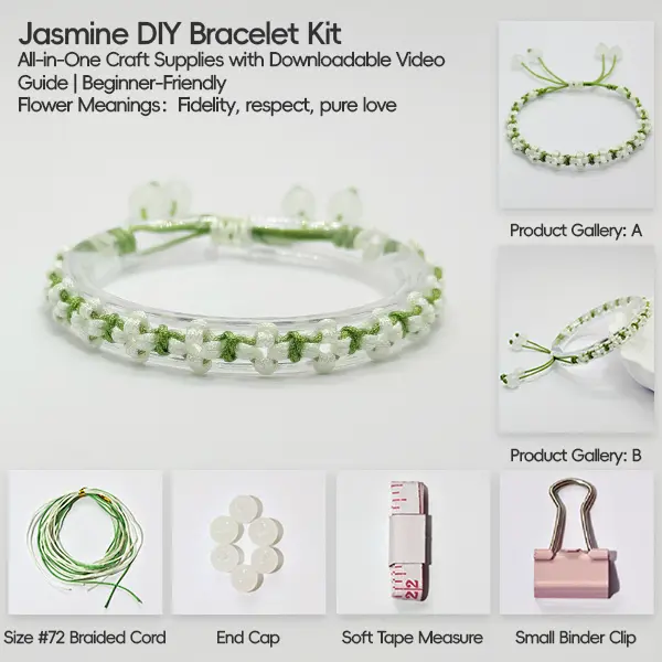 Jasmine DIY Bracelet Kit | All-in-One Craft Supplies with Downloadable Video Guide | Beginner-Friendly