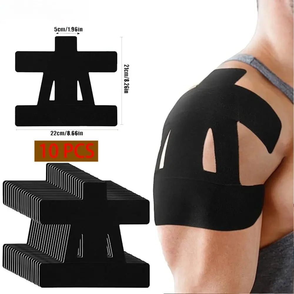 10pcs Cut Shoulder Sports Kinesiology Tape, Breathable Elastic Waterproof Muscle Support Strap, Flexible Durable for Professional Sports